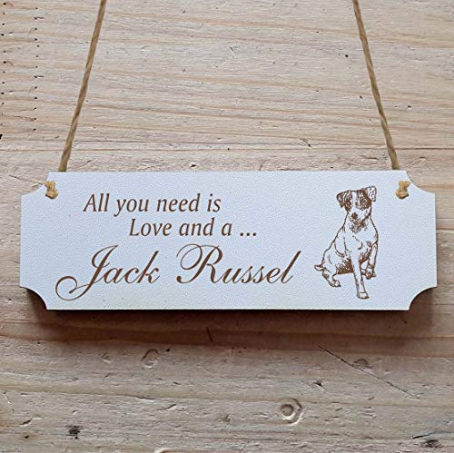 Schild « JACK RUSSEL TERRIER » 15 x 5 cm - Dekoschild Holzschild Türschild - Hund Haustier von DEKOLANDO