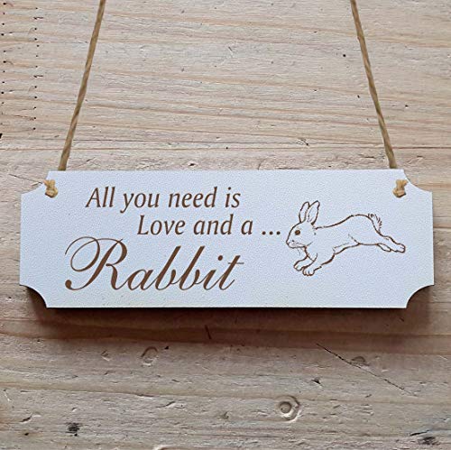 Schild « KANINCHEN » 29 x 9,7 cm - Dekoschild Holzschild Türschild Hase Karnickel Jäger Jagd von DEKOLANDO