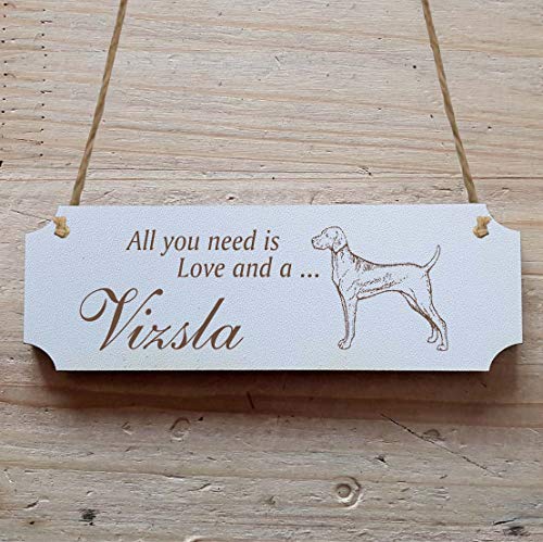 Schild « MAGYAR VIZSLA KURZHAAR » 20 x 6,7 cm - Dekoschild Holzschild Türschild - Hund Haustier Viszla von DEKOLANDO