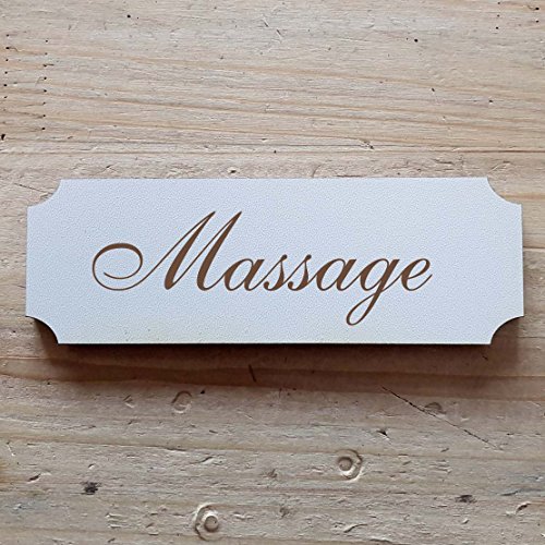 Schild « MASSAGE » 20 x 6,7 cm - Dekoschild Holzschild Türschild - Wellness Masseur Therapeut (20 x 6,7 cm) von DEKOLANDO