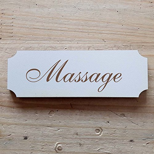 Schild « MASSAGE » 29 x 9,7 cm - Dekoschild Holzschild Türschild - Wellness Masseur Therapeut (29 x 9,7 cm) von DEKOLANDO