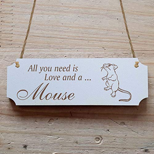 Schild « MAUS » 20 x 6,7 cm - Dekoschild Holzschild Türschild Zoo Safari Tierpark Haustier von DEKOLANDO