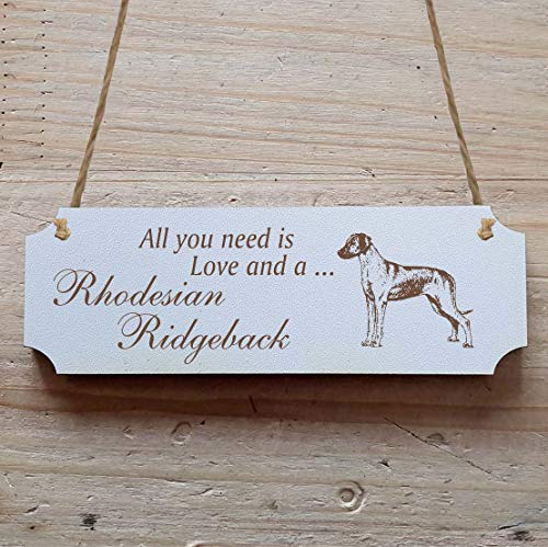 Schild « RHODESIAN RIDGEBACK » 20 x 6,7 cm - Dekoschild Holzschild Türschild - Hund Haustier von DEKOLANDO