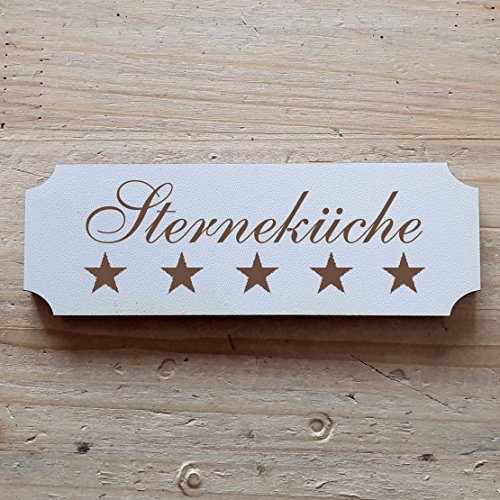 Schild « STERNEKÜCHE » 20 x 6,7 cm - Dekoschild Holzschild Türschild - Koch Gastro Hotel (20 x 6,7 cm) von DEKOLANDO
