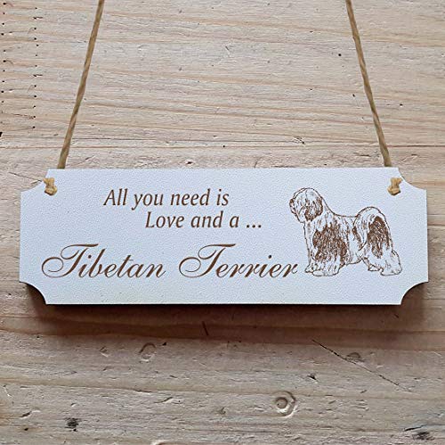 Schild « TIBET-TERRIER » 20 x 6,7 cm - Dekoschild Holzschild Türschild - Hund Haustier von DEKOLANDO