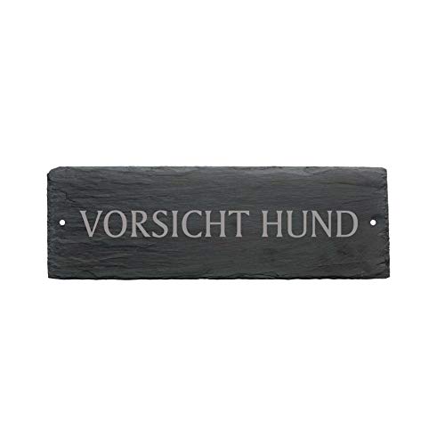 Schild Spruch Schiefer VORSICHT HUND Schiefertafel Türschild 22 x 8 cm von DEKOLANDO