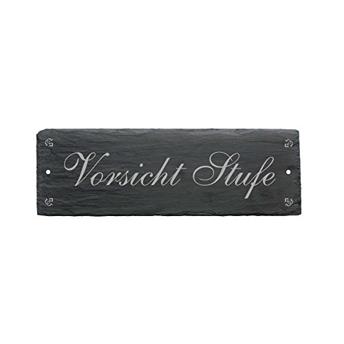 Schild « VORSICHT STUFE » aus Schiefer - ca.22 x 8 cm - Türschild Hinweisschild Schild « VORSICHT STUFE » aus Schiefer - ca.22 x 8 cm - Türschild Hinweisschild von DEKOLANDO