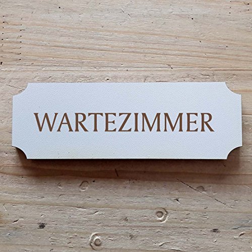 Schild « WARTEZIMMER » ab: 15 x 5 cm - Dekoschild Holzschild Türschild - Arzt Klinik Behandlung Praxis (15 x 5 cm) von DEKOLANDO