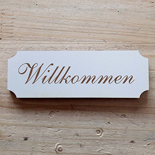 Schild « WILLKOMMEN » ab: 15 x 5 cm - Dekoschild Holzschild Türschild - Haus Tür Heim (15 x 5 cm) von DEKOLANDO