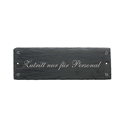 Schild « ZUTRITT NUR FÜR PERSONAL » aus Schiefer - ca.22 x 8 cm - Türschild von DEKOLANDO