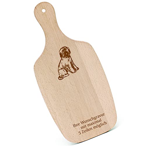 Schneidebrett Frühstücksbrettchen Gravur personalisiert - Briard Hund - mit Griff 330x150 Holzbrett Holz Küche Schneidbrett von dekolando