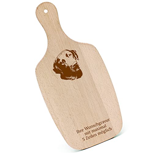 Schneidebrett Frühstücksbrettchen Gravur personalisiert - Labrador Retriever Kopf - mit Griff 330x150 Holzbrett Holz Küche Schneidbrett von dekolando