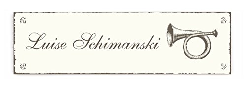 Selbstklebendes Türschild « POSTHORN » Schild mit persönlichem Wunschnamen Name - Namensschild Familie - Musik Instrument Musiker Horn von DEKOLANDO