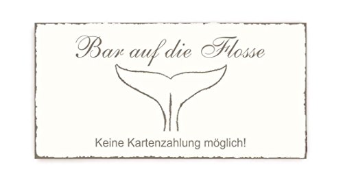 TÜRSCHILD « BAR AUF DIE FLOSSE - KEINE KARTENZAHLUNG MÖGLICH » Vintage Dekoschild Holzschild Schild Restaurant Gastronomie Hotel von DEKOLANDO