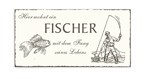 TÜRSCHILD « Hier wohnt ein FISCHER mit dem FANG seines LEBENS » Vintage Dekoschild Holzschild Schild selbstklebend - Angler Fischen TÜRSCHILD « Hier wohnt ein FISCHER mit dem FANG seines LEBENS » Vintage Dekoschild Holzschild Schild selbstklebend - Angler Fischen von DEKOLANDO