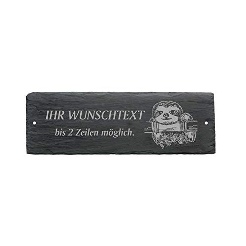 Türschild FAULTIER - mit Wunschtext - aus Schiefer - 22 x 8 cm Türschild FAULTIER - mit Wunschtext - aus Schiefer - 22 x 8 cm von DEKOLANDO