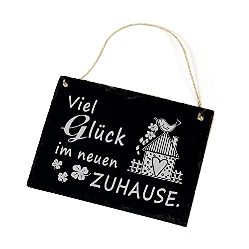 Viel Glück im neuen Zuhause - Schild Schiefertafel 22x16cm | Dekolando von DEKOLANDO