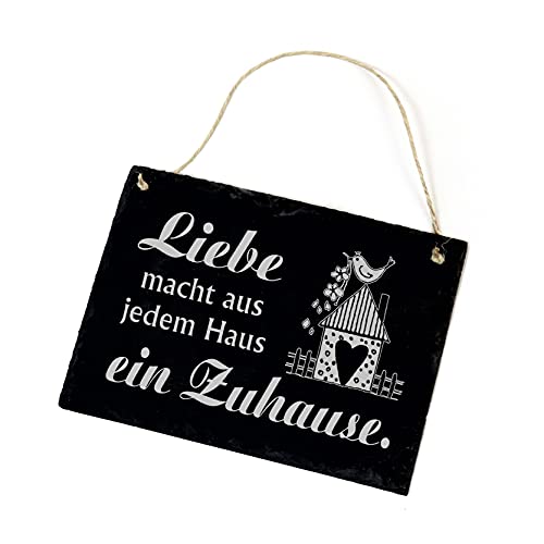 Liebe macht aus jedem Haus ein Zuhause - Schild Schiefertafel graviert Türschild Einzugsgeschenk 22x16cm | Dekolando von DEKOLANDO