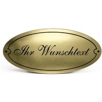 Wunschtext Beschriftung Personalisiert Schild Oval Türschild Kunststoff Gold Selbstklebend 15x7cm - Name Wunschgravur Personalisierung von DEKOLANDO