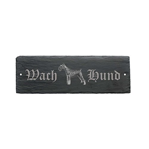 wetterfestes Schild « WACHHUND SCHNAUZER » Türschild aus Schiefer - Hund 22 x 8 cm - Hund Dog wetterfestes Schild « WACHHUND SCHNAUZER » Türschild aus Schiefer - Hund 22 x 8 cm - Hund Dog von DEKOLANDO