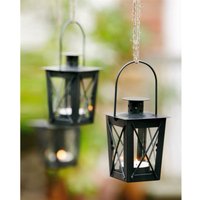 2x Mini Laterne aus Metall + Glas, schwarz, Teelichthalter, Hängelaterne, Metalllaterne, Gartenlaterne, Windlicht, Gartendeko für Draußen wetterfest von DEKOLEIDENSCHAFT