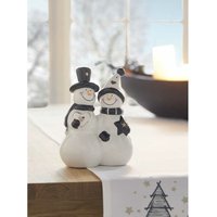 Dekofigur Schneemann - Paar Style aus Porzellan, schwarz, weiß, gold, 16 cm hoch, Weihnachtsdeko, Tischdeko von DEKOLEIDENSCHAFT