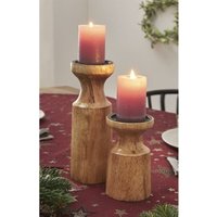 Dekoleidenschaft - 2x Kerzenhalter Mangoholz aus Holz, natur, Kerzenständer, Tischdeko von DEKOLEIDENSCHAFT