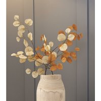 2x Kunstpflanze Blätterzweig in beige + terra, 87 cm hoch, Blätterdeko, Dekozweige, Kunstzweige von DEKOLEIDENSCHAFT