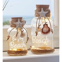 Dekoleidenschaft - 2x led Glas Beach Windlichtglas mit Leuchtdraht, 12 & 16 cm hoch, maritime Leuchtdeko, Laterne, batteriebetrieben, Windlicht, von DEKOLEIDENSCHAFT