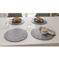 4er Set Platzmatte aus Filz, grau, rund, ø 35 cm, Tischset von DEKOLEIDENSCHAFT