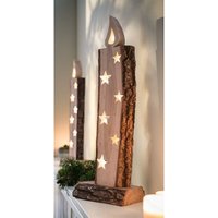Dekoleidenschaft - Dekoobjekt Leuchtkerze aus Holz mit led Beleuchtung, Tischlampe von DEKOLEIDENSCHAFT