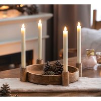 Dekoleidenschaft - Tablett Kerzenhalter aus Mango Holz für 4 Kerzen, Kerzentablett, diy Adventskranz von DEKOLEIDENSCHAFT