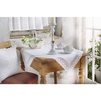Tischdecke Häkelzierde weiß, 85x85 cm, mit Häkelborte, Tischtuch von DEKOLEIDENSCHAFT