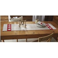 Dekoleidenschaft - Tischläufer Herzen aus Filz in beige / rot, 40x140 cm, Mitteldecke von DEKOLEIDENSCHAFT