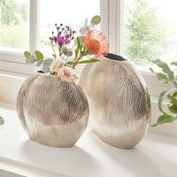 Dekoleidenschaft - Vase Waves, 2er Set, 21 & 25 cm klein aus Aluminium, Tischvase, Blumenvase von DEKOLEIDENSCHAFT