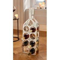Dekoleidenschaft - Weinregal Bottles, großer Flaschenständer aus Aluminium in silber, mit Antik-Finish von DEKOLEIDENSCHAFT