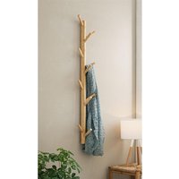 Garderobe Bambus mit 11 Haken, braun, 100 cm hoch, aus Holz im Scandi-Style von DEKOLEIDENSCHAFT