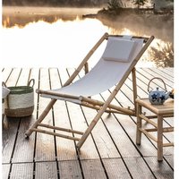 Dekoleidenschaft - Liegestuhl Relax aus Bambus Holz, creme, klappbar, Gartenstuhl von DEKOLEIDENSCHAFT