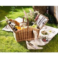 Luxus Picknickkorb aus Weide für 4 Personen, mit Porzellan-Tellern, Gläsern und Besteck von DEKOLEIDENSCHAFT
