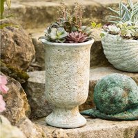 Pflanzer Pokal aus Terracotta, 3fach glasiert, ausgefallenes Pflanzgefäß, Blumentopf, Pflanzkübel, Gartendeko für Draußen von DEKOLEIDENSCHAFT