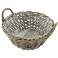 Pflanzschale Koboo Grey ø 43x18 cm groß, aus Rattan, rund, grau, Pflanzkorb, Blumentopf, Pflanztopf für Draußen, Blumenkübel von DEKOLEIDENSCHAFT