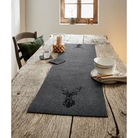 Dekoleidenschaft - Tischläufer Platzhirsch aus Filz, grau, 40x140 cm, Mitteldecke von DEKOLEIDENSCHAFT