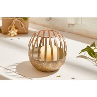 Dekoleidenschaft - Windlicht Gold aus Metall mit Glaswindlicht, Teelichthalter, Kerzenhalter, Tisch Dekoration für Wohnzimmer, Balkon & Garten von DEKOLEIDENSCHAFT