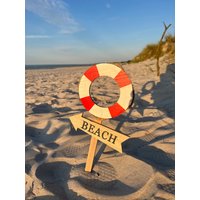 Beach Wegweiser Mit Rettungsring Garten Deko Blumen Maritime Dekoration Meer Nautik von DEKOMEER