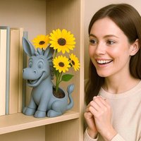 Sitzender Fröhlicher Esel Donkey - Blumentopf Topf Pflanztopf Fensterbank Geschenk Gartenliebhaber Zimmerpflanzen Büro Garten Dekoration Neu von DEKOONTOP
