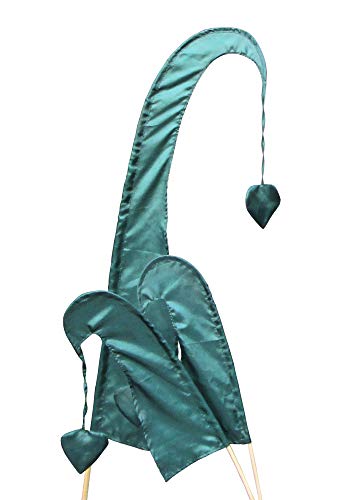 DEKOVALENZ - Balifahne Little SANUR mit Holzstange, mit herzförmiger Spitze, versch. Farben+Längen, Fahnenlänge:120 cm, Farbe:dunkelgrün von DEKOVALENZ