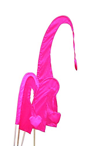 DEKOVALENZ - Balifahne Little SANUR mit Holzstange, mit herzförmiger Spitze, versch. Farben+Längen, Fahnenlänge:120 cm, Farbe:pink/Fuchsia von DEKOVALENZ
