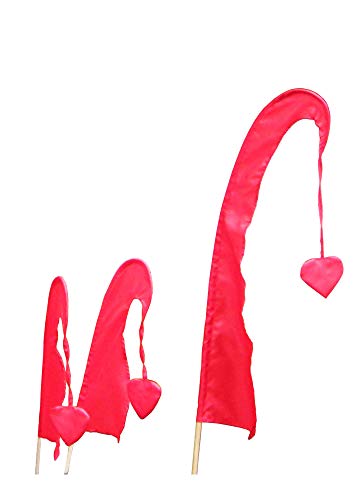 DEKOVALENZ - Balifahne Little SANUR mit Holzstange, mit herzförmiger Spitze, versch. Farben+Längen, Fahnenlänge:120 cm, Farbe:rot DEKOVALENZ - Balifahne Little SANUR mit Holzstange, mit herzförmiger Spitze, versch. Farben+Längen, Fahnenlänge:120 cm, Farbe:rot von DEKOVALENZ