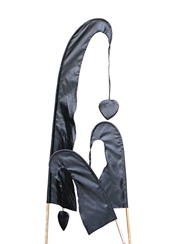 DEKOVALENZ - Balifahne Little SANUR mit Holzstange, mit herzförmiger Spitze, versch. Farben+Längen, Fahnenlänge:55 cm, Farbe:schwarz DEKOVALENZ - Balifahne Little SANUR mit Holzstange, mit herzförmiger Spitze, versch. Farben+Längen, Fahnenlänge:55 cm, Farbe:schwarz von DEKOVALENZ