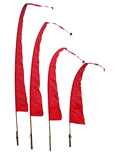 DEKOVALENZ - Balifahne SANUR, 5 Meter rot, Stoff ohne Stange, Umbul-Umbul Gebetsfahne von DEKOVALENZ